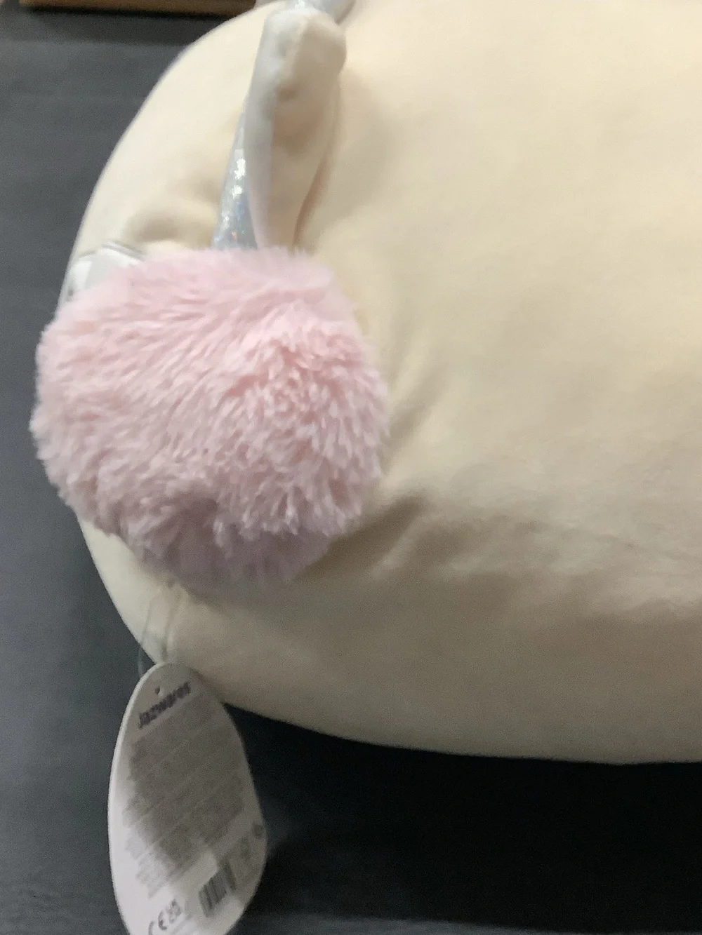 Squishmallows Cream Nadine Stackables with Pink Pom Pom